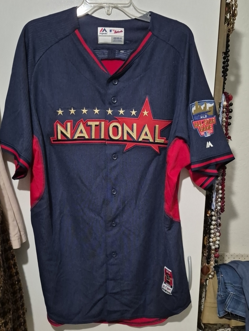 Majestic Navy and Red National Baseball Jersey
